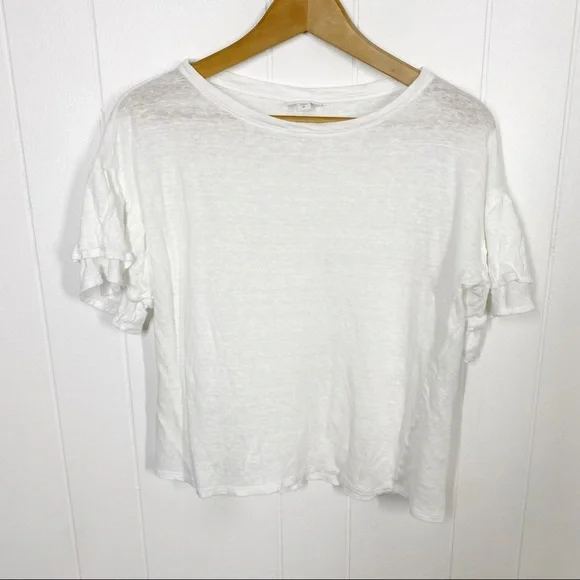 J. Jill Linen Ruffle Sleeve T Shirt - Picture 2 of 6